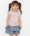 ベビー服 女の子 ベビーサイズ綿100％花柄リボンつき袖プリーツデザインTシャツ ベージュ(51) モデル画像3