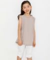 子供服 女の子 綿100％無地AラインカットソーTシャツ ベージュ(51) モデル画像3