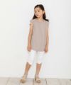 子供服 女の子 綿100％無地AラインカットソーTシャツ ベージュ(51) モデル画像4