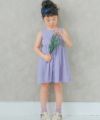 子供服 女の子 綿100％音符刺繍ギャザーワンピース パープル(91) モデル画像1