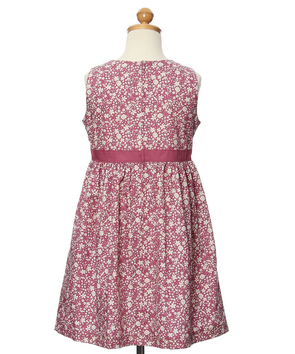 ベビー服 女の子 日本製綿100％花柄ギャザーワンピース ピンク(02) トルソー背面