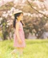 ベビー服 女の子 日本製綿100％花柄ギャザーワンピース ピンク(02) モデル画像2