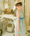 ベビー服 女の子 日本製綿100％花柄ギャザーワンピース ブルー(61) モデル画像アップ