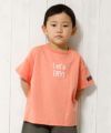 子供服 男の子 綿100％ロゴプリントゆったりシルエットTシャツ オレンジ(07) モデル画像アップ