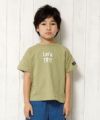 子供服 男の子 綿100％ロゴプリントゆったりシルエットTシャツ グリーン(08) モデル画像アップ