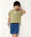 子供服 男の子 綿100％ロゴプリントゆったりシルエットTシャツ グリーン(08) モデル画像2