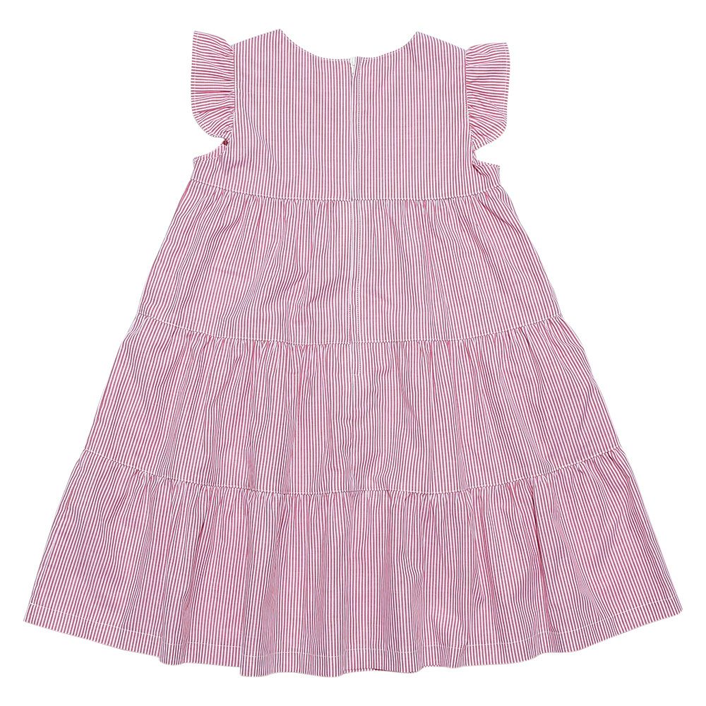 子供服 女の子 日本製綿100％3段ギャザーティアードワンピース レッド(03) 背面