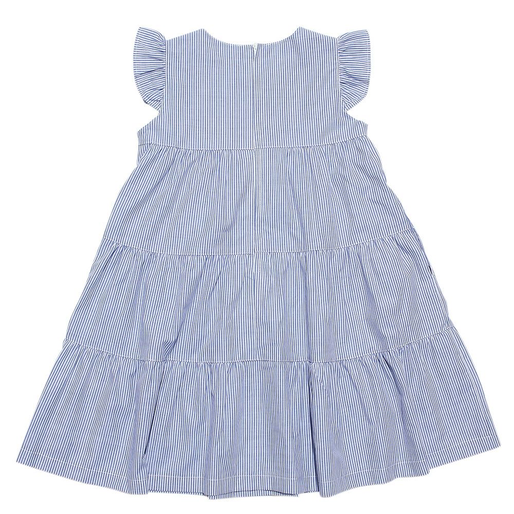 子供服 女の子 日本製綿100％3段ギャザーティアードワンピース ブルー(61) 背面