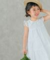 子供服 女の子 日本製綿100％花柄レース裏地付きワンピース　オフホワイト(11) モデル画像