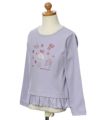 子供服 女の子 綿100％ドレス＆お花＆小物モチーフ刺繍Tシャツ パープル(91) トルソー斜め