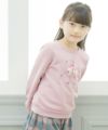 子供服 女の子 女の子モチーフ＆リボン付き裏毛トレーナー ピンク(02) モデル画像1