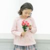 子供服 女の子 お花刺繍Aライン裏毛Tシャツ ピンク(02) モデル画像アップ