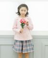 子供服 女の子 お花刺繍Aライン裏毛Tシャツ ピンク(02) モデル画像2