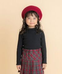 子供服 女の子 無地リブ生地インナーハイネックTシャツ