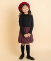 子供服 女の子 無地リブ生地インナーハイネックTシャツ ブラック(00) 正面