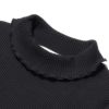 子供服 女の子 無地リブ生地インナーハイネックTシャツ ブラック(00) デザインポイント1