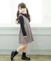 子供服 女の子 無地リブ生地インナーハイネックTシャツ ブラック(00) モデル画像全身