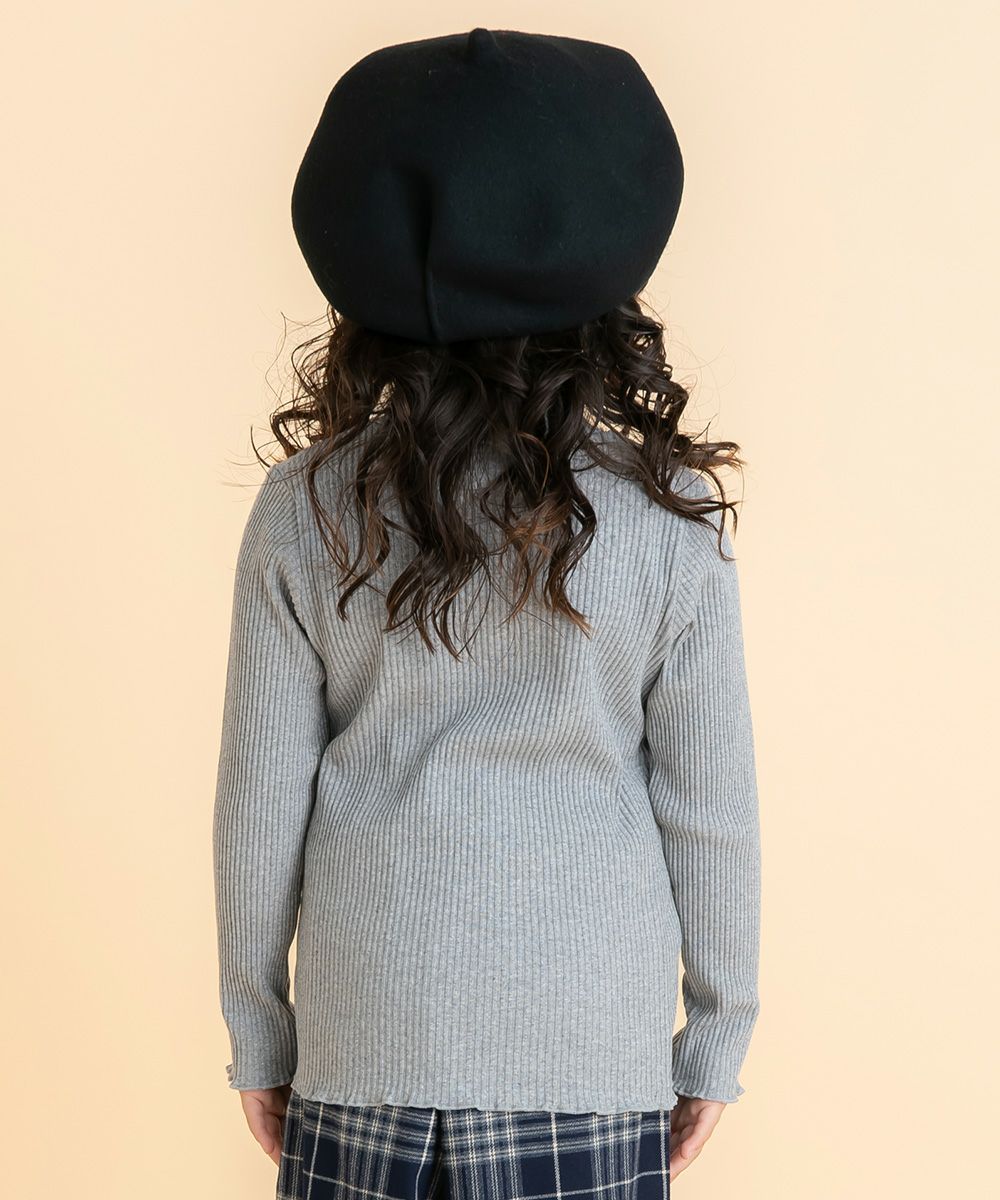 子供服 女の子 無地リブ生地インナーハイネックTシャツ ブラック(00) モデル画像2