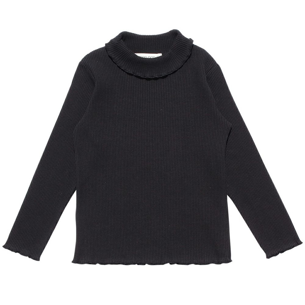 子供服 女の子 無地リブ生地インナーハイネックTシャツ ピンク(02) デザインポイント1