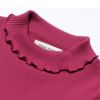 子供服 女の子 無地リブ生地インナーハイネックTシャツ ピンク(02) デザインポイント1