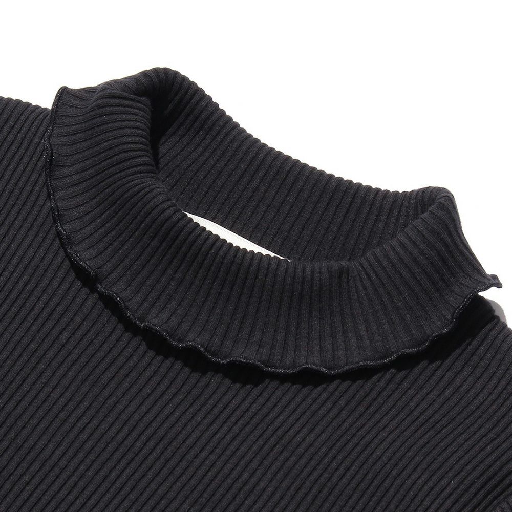 子供服 女の子 無地リブ生地インナーハイネックTシャツ ピンク(02) モデル画像アップ