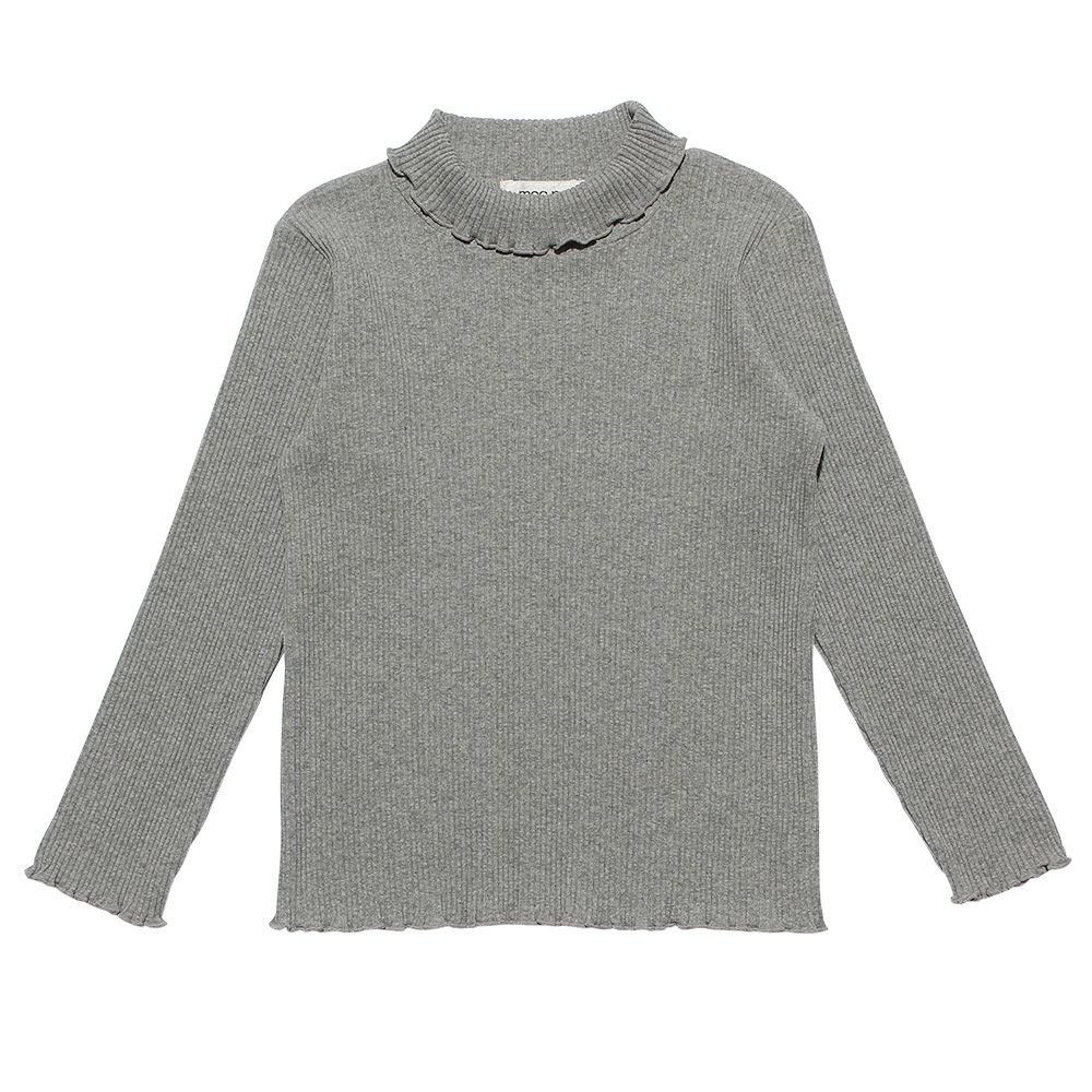 子供服 女の子 無地リブ生地インナーハイネックTシャツ ピンク(02) モデル画像1