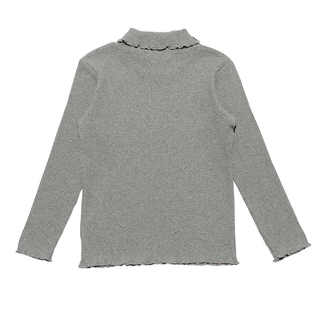 子供服 女の子 無地リブ生地インナーハイネックTシャツ ピンク(02) モデル画像2