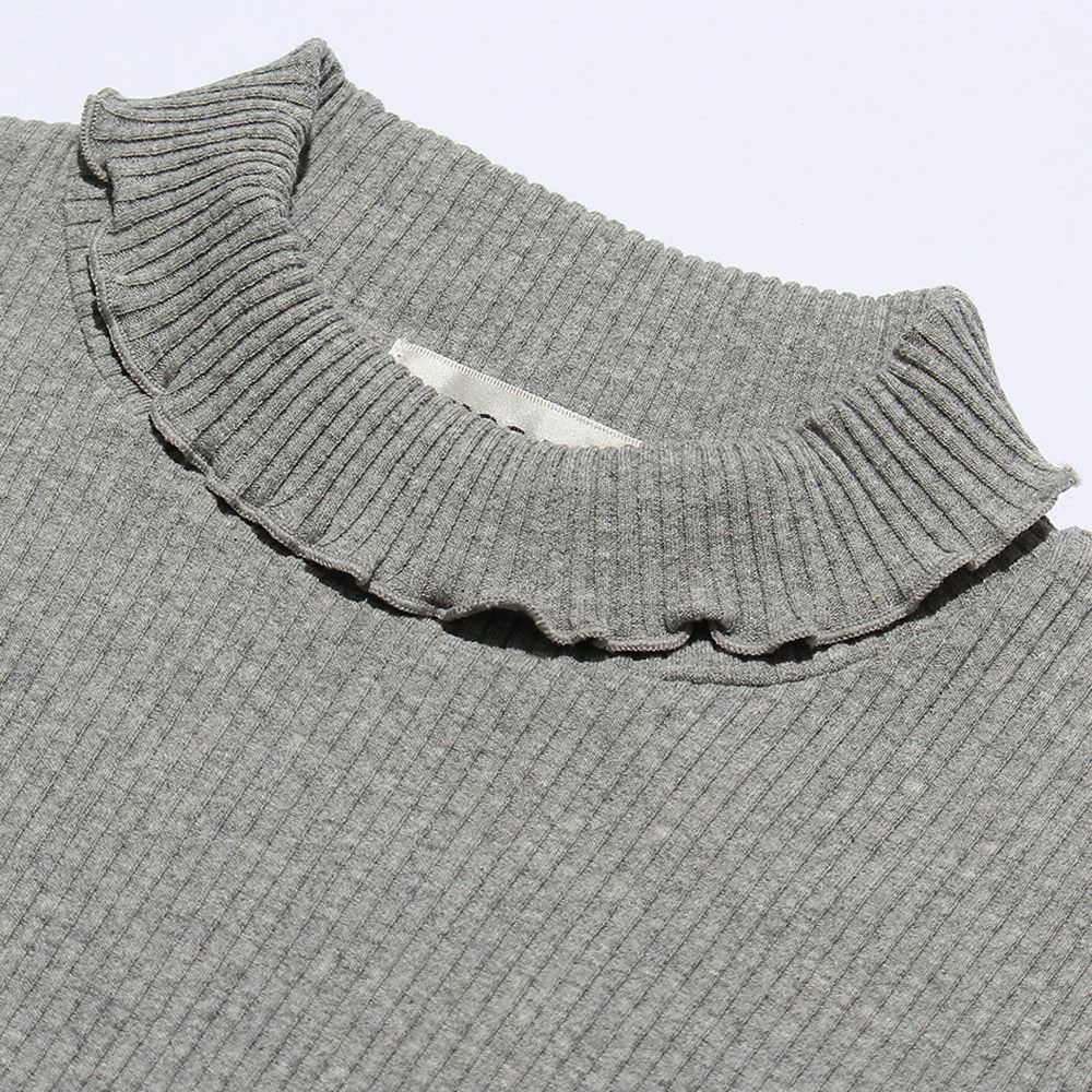 子供服 女の子 無地リブ生地インナーハイネックTシャツ ピンク(02) モデル画像3