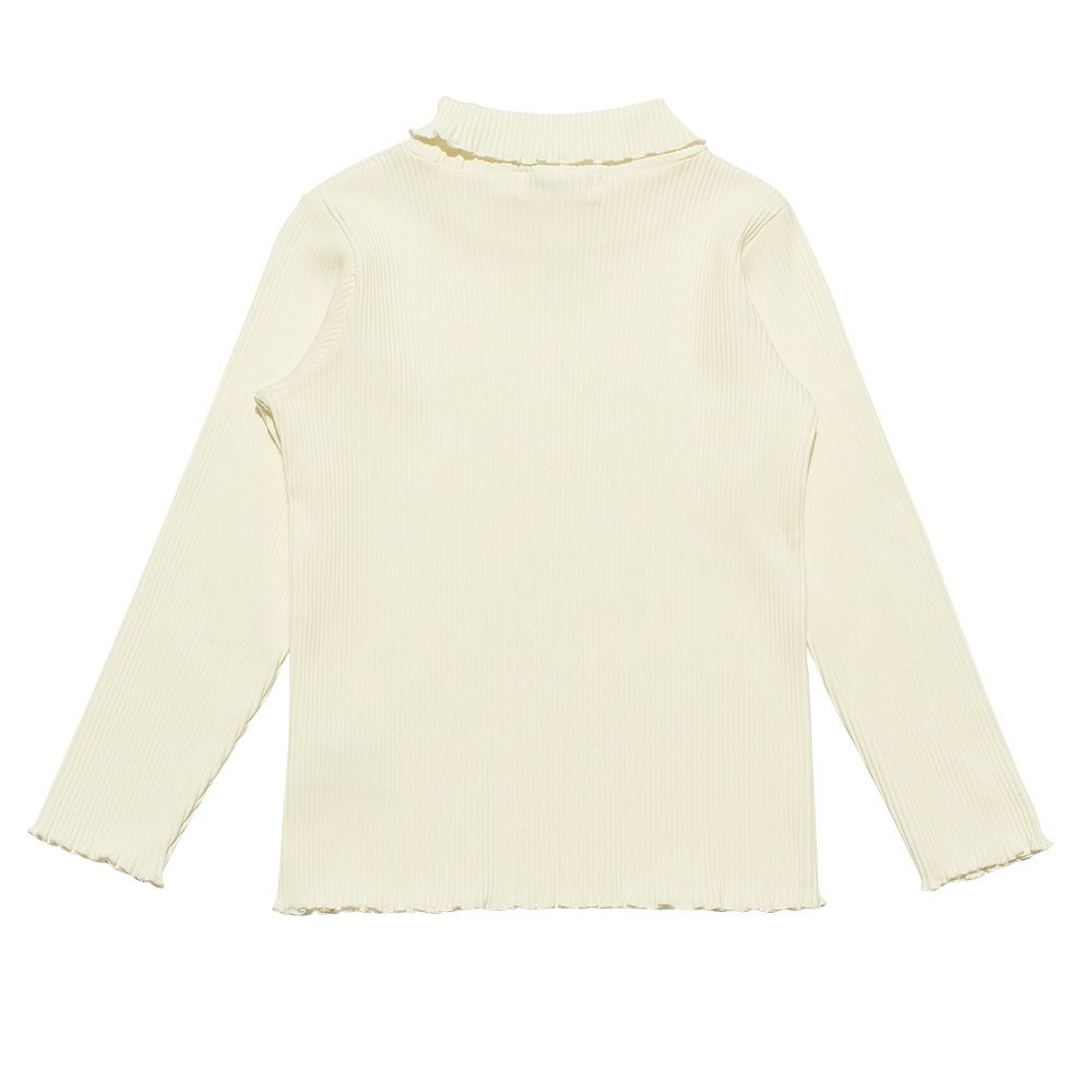 子供服 女の子 無地リブ生地インナーハイネックTシャツ オフホワイト(11)