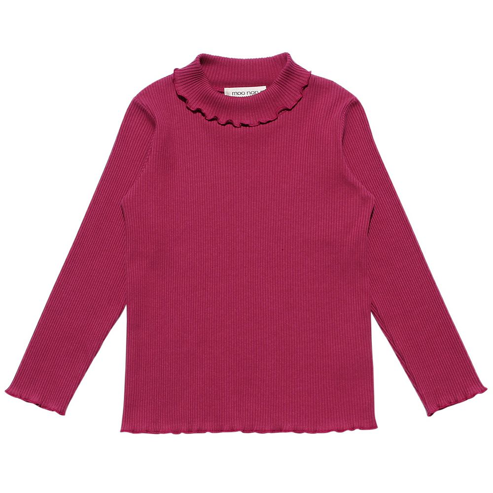 子供服 女の子 無地リブ生地インナーハイネックTシャツ パープル(91) 背面