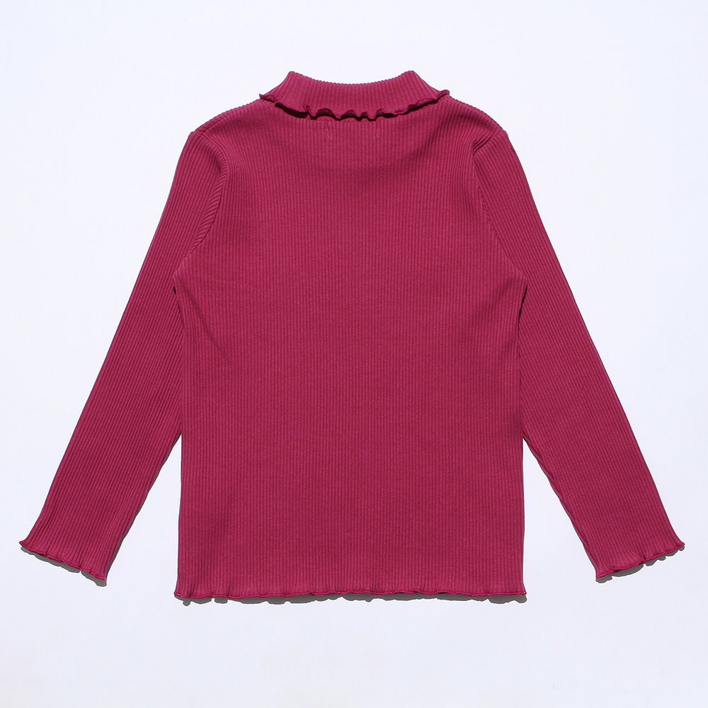子供服 女の子 無地リブ生地インナーハイネックTシャツ パープル(91) デザインポイント1