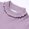 子供服 女の子 無地リブ生地インナーハイネックTシャツ パープル(91) モデル画像2