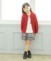 子供服 女の子 綿100％オリジナルチェック柄2段フリルキュロットパンツ 杢ｸﾞﾚｰ(92) モデル画像2