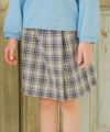 子供服 女の子 綿100％オリジナルチェック柄スカート風キュロットパンツ ベージュ(51) モデル画像アップ