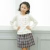 子供服 女の子 綿100％オリジナルチェック柄スカート風キュロットパンツ 杢ｸﾞﾚｰ(92) モデル画像アップ