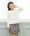子供服 女の子 綿100％オリジナルチェック柄スカート風キュロットパンツ 杢ｸﾞﾚｰ(92) モデル画像1