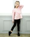 子供服 女の子 裾フリルデザインリブ素材8分丈レギンス ブラック(00) モデル画像全身