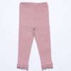 子供服 女の子 裾フリルデザインリブ素材8分丈レギンス ピンク(02) 背面