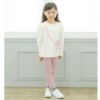 子供服 女の子 裾フリルデザインリブ素材8分丈レギンス ピンク(02) モデル画像アップ