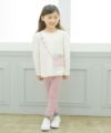 子供服 女の子 裾フリルデザインリブ素材8分丈レギンス ピンク(02) モデル画像全身