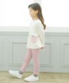 子供服 女の子 裾フリルデザインリブ素材8分丈レギンス ピンク(02) モデル画像1