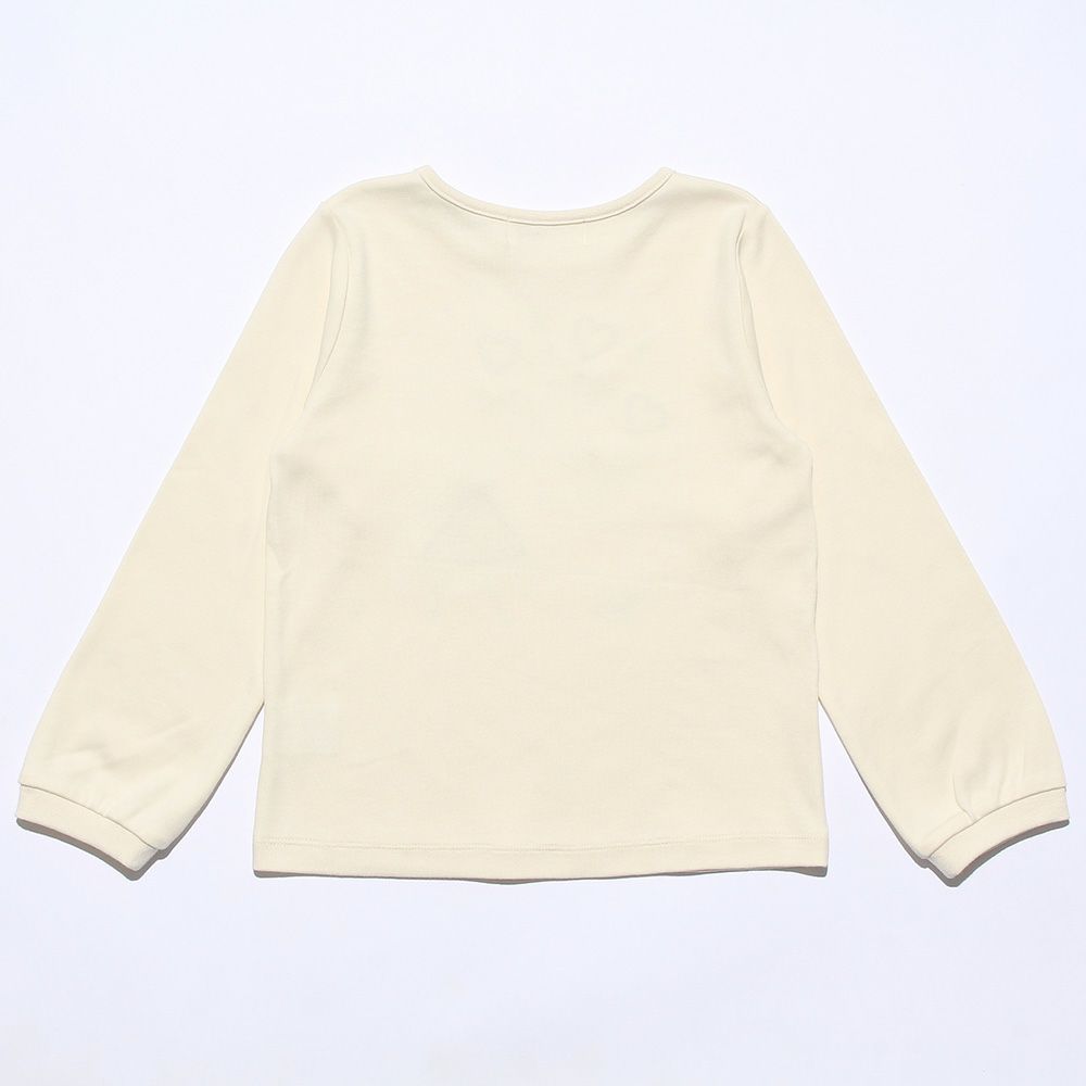 子供服 女の子 綿100％女の子モチーフ＆チェック柄ハート＆音符Tシャツ アイボリー(12) 背面