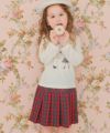 子供服 女の子 綿100％女の子モチーフ＆チェック柄ハート＆音符Tシャツ アイボリー(12) モデル画像3