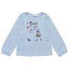 子供服 女の子 綿100％女の子モチーフ＆チェック柄ハート＆音符Tシャツ ブルー(61) 正面