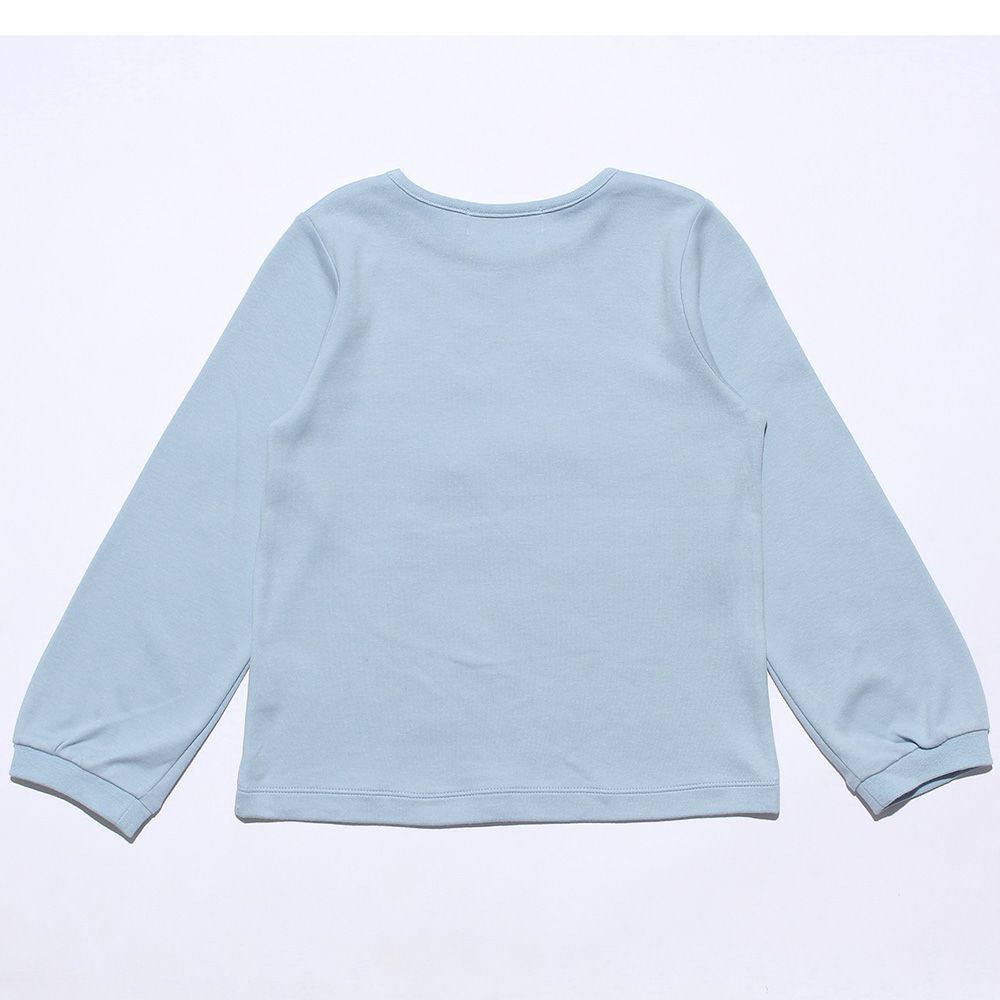 子供服 女の子 綿100％女の子モチーフ＆チェック柄ハート＆音符Tシャツ ブルー(61) 背面