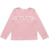 子供服 女の子 綿100％音符刺繍＆リボン付きTシャツ ピンク(02) 正面
