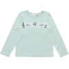 子供服 女の子 綿100％音符刺繍＆リボン付きTシャツ グリーン(08) 正面
