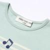 子供服 女の子 綿100％音符刺繍＆リボン付きTシャツ グリーン(08) デザインポイント2