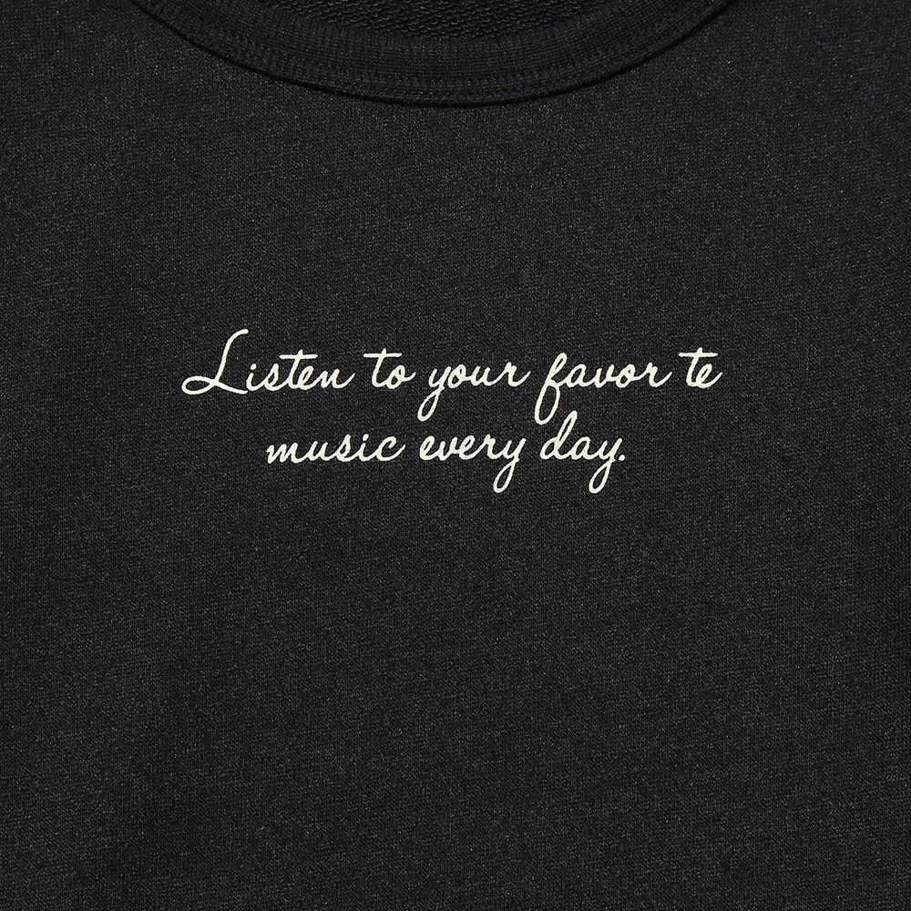 子供服 女の子 ロゴ＆リボン付きフリル裏毛トレーナー ブラック(00) デザインポイント1