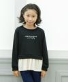子供服 女の子 ロゴ＆リボン付きフリル裏毛トレーナー ブラック(00) モデル画像アップ